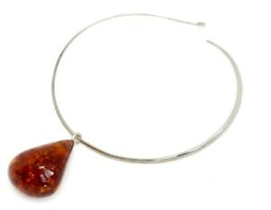 【送料無料】ネックレス　オレンジビンテージペンダントamber sterling silver 1990s vintage pendant