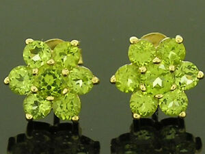 【送料無料】ネックレス　e059 9ctnaturalペリドットクラスタピアスイヤリングe059 genuine 9ct solid gold natural peridot blossom cluster stud earrings｜hokushin
