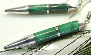 【送料無料】ネックレス　マラカイトスターリングシルバーワイヤーイヤリングmalachite 2 12 dangling sterling silver 0925 estate wire earrings