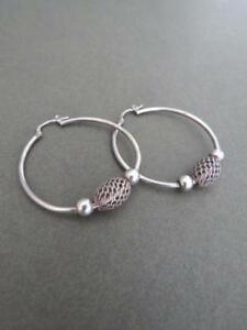 【送料無料】ネックレス　イタリアビンテージシルバーフープイヤリングvintage italian silver hoop earrings｜hokushin