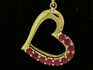 【送料無料】ネックレス　ソリッドイエローゴールドルビーハートペンダントp018 beautiful genuine 9k solid yellow gold natural ruby love heart pendant