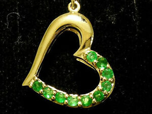 【送料無料】ネックレス　ソリッドイエローゴールドエメラルドハートペンダントp018 genuine 9ct solid yellow gold natural emerald love heart pendant