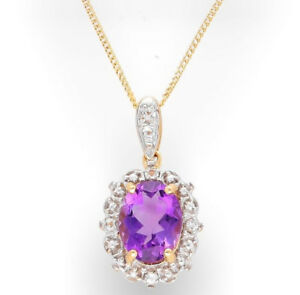 【送料無料】ネックレス　イエローゴールドウルグアイアメジストホワイトトパーズクラスターペンダント9ct yellow gold uruguayan amethyst 12ct amp; white topaz cluster pendant 12x15mm｜hokushin