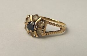 【送料無料】ネックレス　イエローゴールドサファイアフラワーヘッドリングサイズ1973 9ct yellow gold sapphire amp; quartz flower head ring uk size o us 7｜hokushin