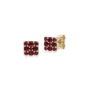 【送料無料】ネックレス　イエローゴールドルビークラスタパネルスタッドイヤリングgemondo 9ct yellow gold ruby cluster panel stud earrings