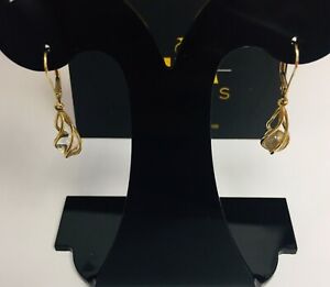 【送料無料】ネックレス　9ct yellow gold white stone drop earrings9ct yellow gold white stone drop earrings