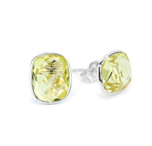 【送料無料】ネックレス　ｋホワイトゴールドクッションカットレモントパーズスタッドボルト14k white gold studs with cushion cut lemon topaz gemstones