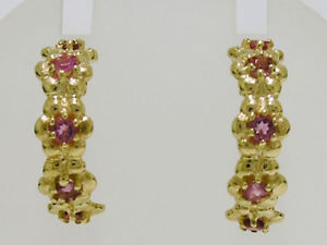 【送料無料】ネックレス　ゴールドピンクサファイアハーフフープスタッドイヤリングブロッサムe026 genuine 9ct gold natural pink sapphire half hoop stud earrings blossom