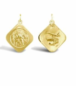 【送料無料】ネックレス　ニュー9ctstクリストファーメダルペンダント hallmarked 9ct gold double sided square st christopher medallion pendant｜hokushin