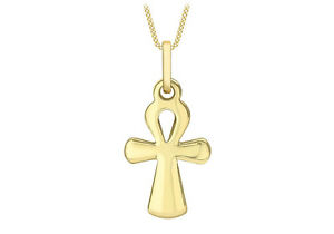 【送料無料】ネックレス　イエローゴールドクロスペンダント9ct yellow gold ankh cross pendant