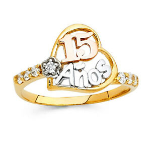 【送料無料】ネックレス　14kマルメロ15 anos cz quinceaneraリングorosolido anillo14k real solid gold heart quince 15 anos cz quinceaera ring oro solido ani｜hokushin