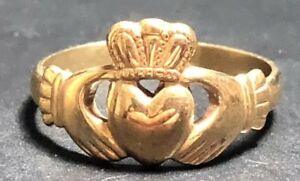 【送料無料】ネックレス　ヴィンテージゴールドッドクラダリングサイズvintage 9ct gold irish love claddagh ring , size m,210g