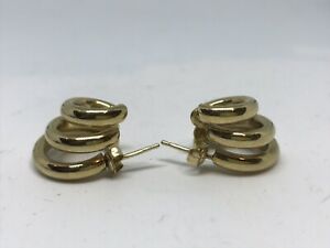 【送料無料】ネックレス　イエローゴールドトリプルフープイヤリング9 ct yellow gold triple hoop earrings｜hokushin