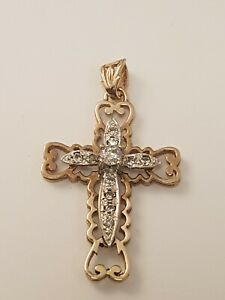 【送料無料】ネックレス　ゴールドキュービッククロスペンダント1 adorable 9ct gold cubic zircinia cross pendant full british hallmark