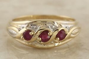 【送料無料】ネックレス　イエローゴールドマルチリングサイズsecondhand 9ct yellow gold multi ruby ornate ring size n 12