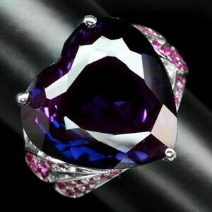 【送料無料】ネックレス メインシルバーハートリングblue purple ametrine main stone 1720ctsapp 925 silver heart ring sz m12|hokushin