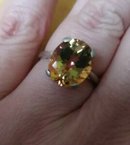 【送料無料】ネックレス　トパーズリングソリッドスターリングシルバーサイズhuge natural stellar mystic topaz ring solid 925 sterling silver size m aaa vtg