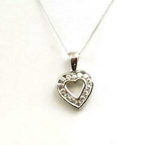 【送料無料】ネックレス　ホワイトインチファインゴールドチェーンゴールドハートペンダントtoc 9ct white gold cz heart pendant on 18 inch fine gold chain｜hokushin