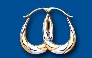 【送料無料】ネックレス　イアリングクレオール2ホワイトゴールドhoop earrings gold creole oval two colour yellow and white gold hoops