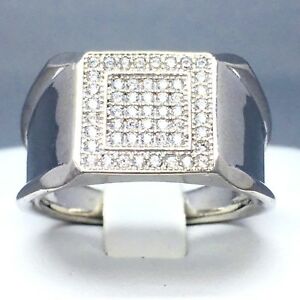 【送料無料】ネックレス　スターリングシルバーキュービックジルコンマイクロサイズlarge sterling silver cubic zircon micro pave *maze* signet ring size v 1889