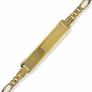 【送料無料】ネックレス　ゴールドアイデンティティレディースフィガロリンクブレスレットボックス9ct gold identity ladies figaro curb link id bracelet free engraving boxed