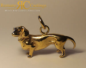 【送料無料】ネックレス　スターリングシルバーヘビーゴールドダックスフントペンダントロー925 sterling silver heavy dachshund dog pendant dipped in 9 ct gold 35g