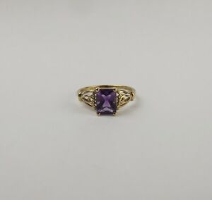 【送料無料】ネックレス　イエローゴールドアメジストリングサイズアメリカ9ct yellow gold amethyst ring uk size p us 7