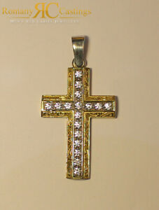 【送料無料】ネックレス スターリングシルバーゴールドグラムクロスペンダントローcz 925 sterling silver cross pendant dipped in 9ct gold 12 gram 60 x 30 mm|hokushin