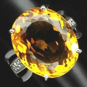 【送料無料】ネックレス　ゴールデンイエローシトリンメインシルバーリングgolden yellow citrine main stone 1197 ctsapp 925 silver ring sz m 12