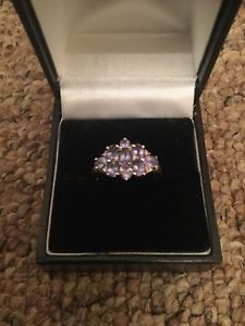 【送料無料】ネックレス　ホワイトゴールドタンザナイトクラスタリングサイズhallmarked 375 9ct white gold tanzanite cluster ring sizem