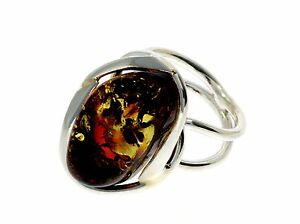 【送料無料】ネックレス　バルトスターリングシルバーリングcertified unique baltic amber amp; 925 sterling silver ring rg0583｜hokushin