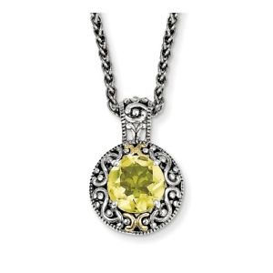 【送料無料】ネックレス　レモンクォーツネックレススターリングシルバーｋゴールドアクセント｜hokushin