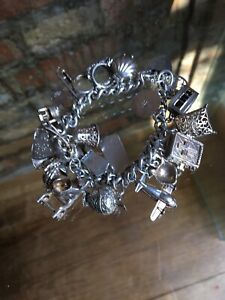 【送料無料】ネックレス　ブレスレットsterling silver charm bracelet 30 charms 90g 26,966円