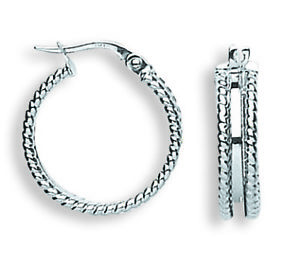 【送料無料】ネックレス　20mmホワイトゴールドイアリングwhite gold fancy hoop earrings 20mm