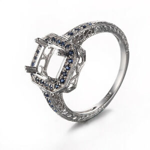 【送料無料】ネックレス　スターリング925semi monutサファイアmilgrainsterling silver 925 cushion semi monut sapphires milgrain filigree wedding ring｜hokushin