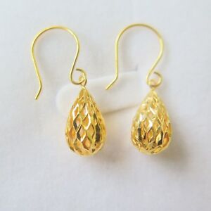 【送料無料】ネックレス ソリッドkイエローゴールドイヤリング solid 18k yellow gold raindrop charms dangle earrings au750