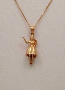 【送料無料】ネックレス　ピンクローズゴールドハワイアンフラガールペンダント14k pink rose gold medium 3d hawaiian hula girl pendant charm