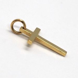 【送料無料】ネックレス　クロスペンダントイエローゴールドイタリアcross pendant yellow gold 18k, squared, made in italy