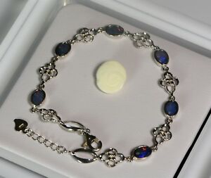 【送料無料】ネックレス オーストラリアオパール19cmオパールオパールダブレットチェーンaustralian opal bracelet, 19cm, natural opal, opal doublet chain, handmade|hokushin