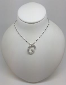 【送料無料】ネックレス　ホワイトゴールドペンダントドルmiran 080243 9k white gold letter g cz pendant rrp 235｜hokushin