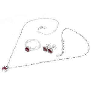 【送料無料】ネックレス set lenght 18ルビー925elegant genuine blood red ruby round sterling 925 silver set lenght 18 inch