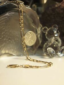 【送料無料】ネックレス　イエローゴールドメンズフラットフィガロリンクブレスレットグラム375 yellow gold mens flat figaro 31 link bracelet hallmarked 375 729 gram｜hokushin