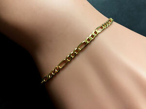 【送料無料】ネックレス フィガロリンクブレスレット**75 finer figaro link bracelet in 9ct solid gold full uk hallmark|hokushin