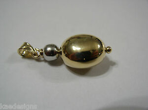 【送料無料】ネックレス ktイエローホワイトゴールドバブルボールペンダントgenuine 9ct 9kt yellow and white gold oval bubble ball pendant|hokushin