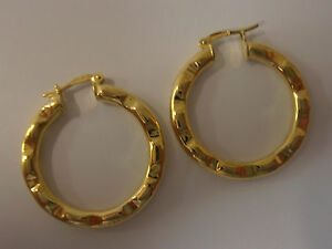 【送料無料】ネックレス　イエローゴールドフープフープイヤリング9ct yellow gold fancy hoops hoop earrings｜hokushin