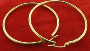 【送料無料】ネックレス　イエローゴールド×フープクレオールスリーパーイヤリング9ct yellow gold 44x2mm round polished tube hoop plain creole sleeper earrings