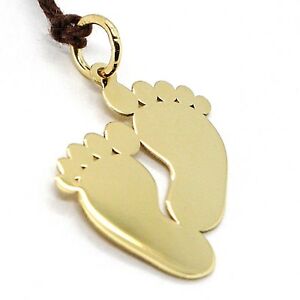 【送料無料】ネックレス　イエローゴールドペンダントフィートyellow gold pendant 750 18k, feet, fingerprint, for birth, engravable