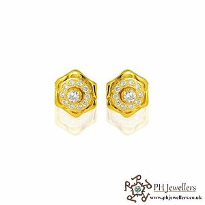 【送料無料】ネックレス イエローゴールドピアス22ct 916 yellow gold earring cz se41