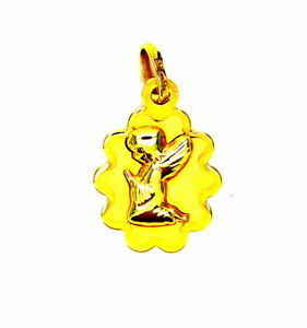 【送料無料】ネックレス　yellow gold pendant 18kt medal small angel reliefyellow gold pendant 18kt medal small angel relief