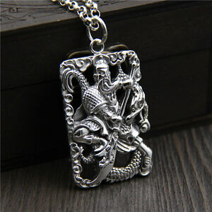 【送料無料】ネックレス　ハンドメイドスターリングシルバーヒーローペンダント listing handmade 925 sterling silver hero guanyu pendant 55mm h